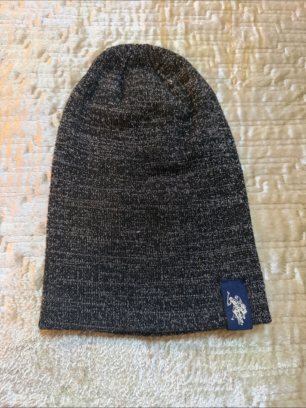 U.S. Polo Assn. Dark Gray Marled Knit Beanie with Logo Tag